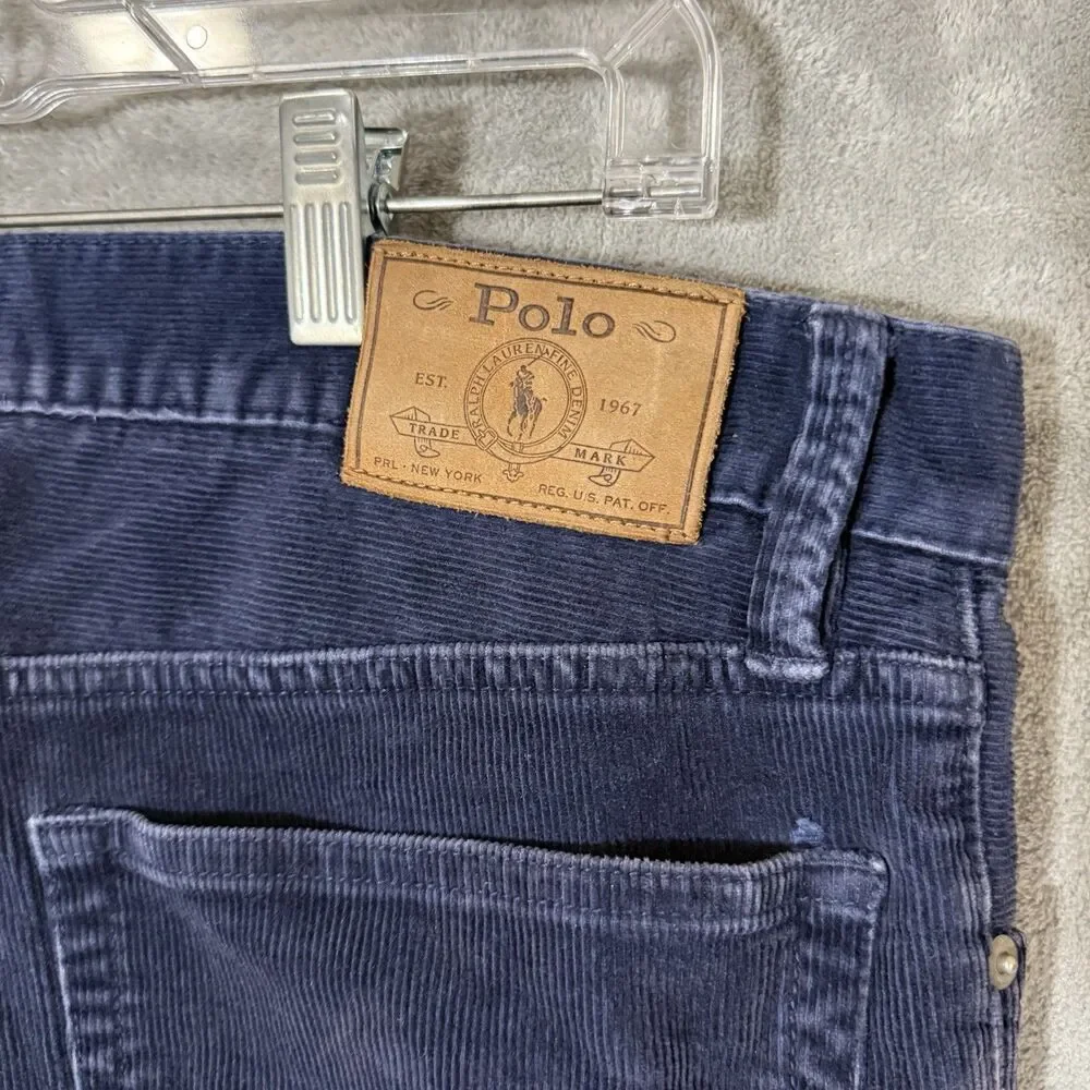 Polo Ralph Lauren Varick Pants 34x34 (Inseam 31.5) Blue Corduroy Straight Slim